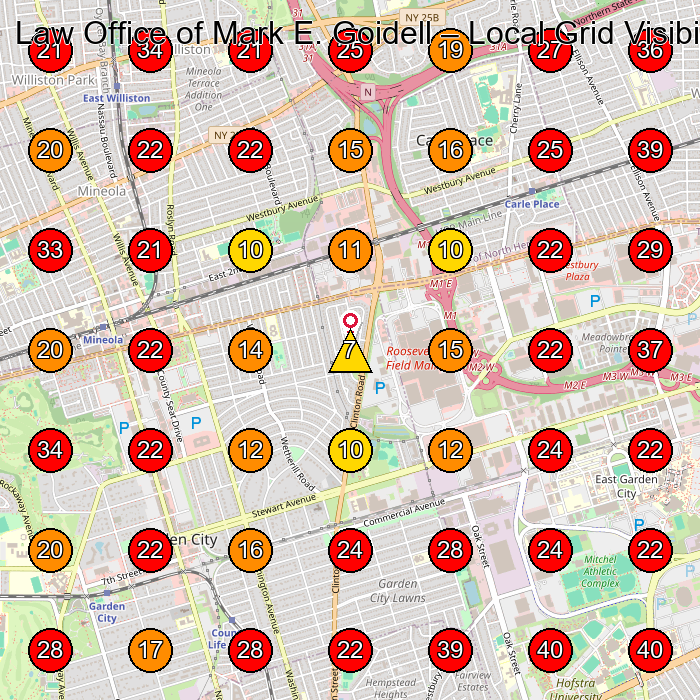 Law Office of Mark E. Goidell GeoGrid visibility map for Law Firm in Garden City